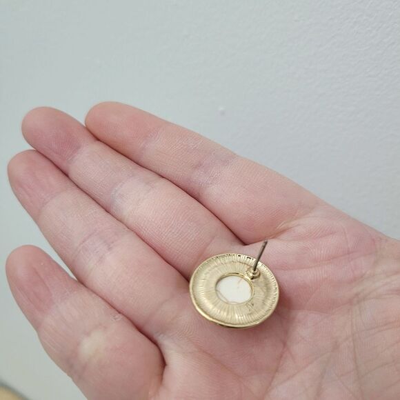 Brand New Saint Helens Gold With White Stone Earrings - Picture 4 of 5